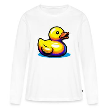 Ente Ente Ente Ente Ente - Frauen Premium Bio Langarmshirt - Weiß - Vorne - Julia (174cm)