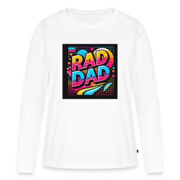 Rad Dad – Vibrations rétro des années 80 - T-shirt manches longues Premium bio Femme - blanc - Devant - Julia (174cm)