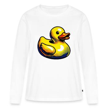 Ente Ente Ente Ente Ente - Frauen Premium Bio Langarmshirt - Weiß - Vorne - Julia (174cm)