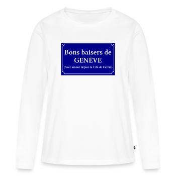 Geneva Street Sign – Swiss Remembrance - Women's Premium Organic Long Sleeve Shirt - white - Front - Julia (174cm)