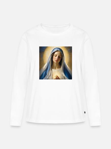 Maria, Katholisch, Heilige Maria, Christin - Frauen Premium Bio Langarmshirt - Weiß