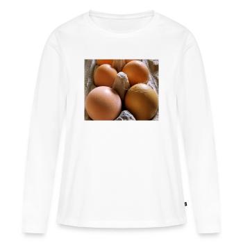 Oeuf - T-shirt manches longues Premium bio Femme - blanc - Devant - Julia (174cm)