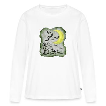 NachtMotiv gräber und Fledermäuse - Frauen Premium Bio Langarmshirt - Weiß - Vorne - Julia (174cm)