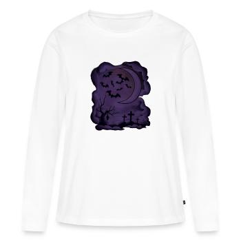 Mondnacht mit Fledermäusen und Gräbern - Frauen Premium Bio Langarmshirt - Weiß - Vorne - Julia (174cm)