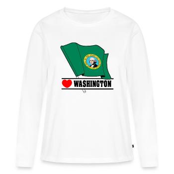 Drapeau Washington coeur WASHINGTON - T-shirt manches longues Premium bio Femme - blanc - Devant - Julia (174cm)