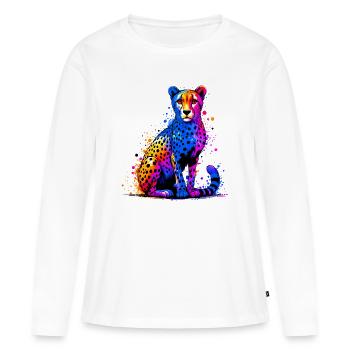 Guépard - T-shirt manches longues Premium bio Femme - blanc - Devant - Julia (174cm)