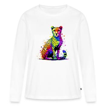Guépard - T-shirt manches longues Premium bio Femme - blanc - Devant - Julia (174cm)