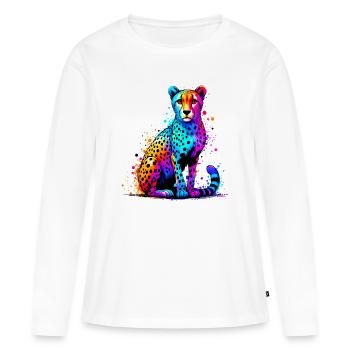 Guépard - T-shirt manches longues Premium bio Femme - blanc - Devant - Julia (174cm)