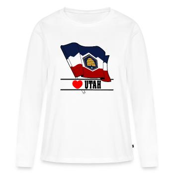 Drapeau Utah coeur UTAH - T-shirt manches longues Premium bio Femme - blanc - Devant - Julia (174cm)