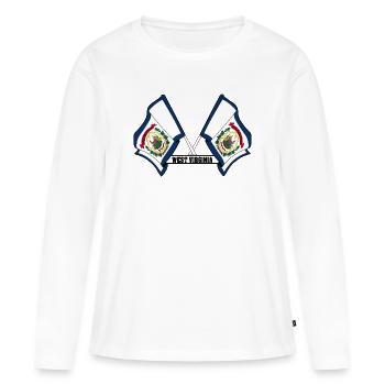 Zwei Flaggen mit dem Text WEST VIRGINIA - Frauen Premium Bio Langarmshirt - Weiß - Vorne - Julia (174cm)