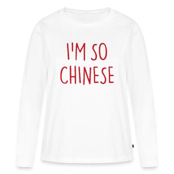 JE SUIS TELLEMENT CHINOIS - T-shirt manches longues Premium bio Femme - blanc - Devant - Julia (174cm)