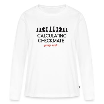 Échecs - Calcul de l’échec et mat. Veuillez patienter... - T-shirt manches longues Premium bio Femme - blanc - Devant - Julia (174cm)