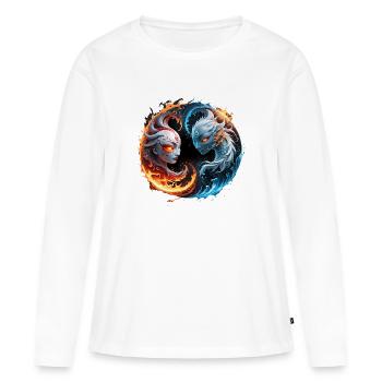 Harmonie élémentaire, yin et yang de la nature. - T-shirt manches longues Premium bio Femme - blanc - Devant - Julia (174cm)