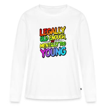 Âge légal - T-shirt manches longues Premium bio Femme - blanc - Devant - Julia (174cm)