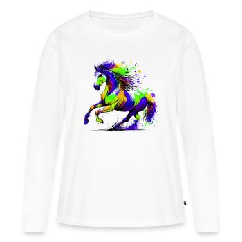 Cheval - T-shirt manches longues Premium bio Femme - blanc - Devant - Julia (174cm)