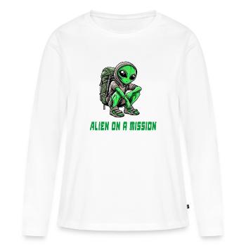 Alien en mission - T-shirt manches longues Premium bio Femme - blanc - Devant - Julia (174cm)