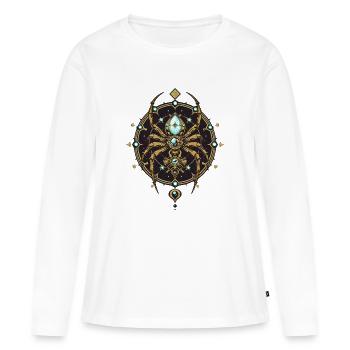 L’élégance dorée : l’araignée des secrets. - T-shirt manches longues Premium bio Femme - blanc - Devant - Julia (174cm)