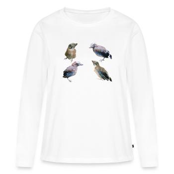Jay Young Birds - Women's Premium Organic Long Sleeve Shirt - white - Front - Julia (174cm)