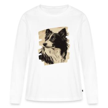 Collie - Frauen Premium Bio Langarmshirt - Weiß - Vorne - Julia (174cm)