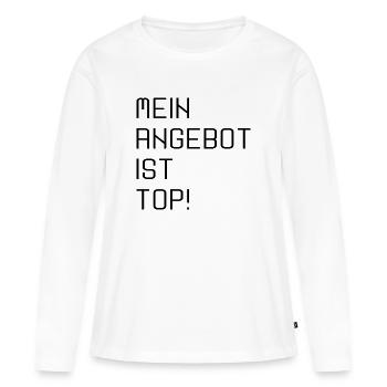 ANGEBOT IST TOP NACHFRAGE - Frauen Premium Bio Langarmshirt - Weiß - Vorne - Julia (174cm)