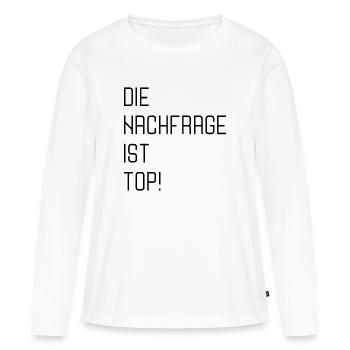ANGEBOT NACHFRAGE - Frauen Premium Bio Langarmshirt - Weiß - Vorne - Julia (174cm)