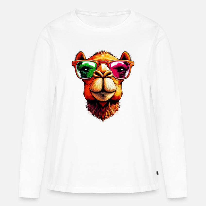 Kamel - Frauen Premium Bio Langarmshirt - Weiß