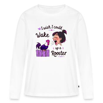 Wake up the rooster! - Women's Premium Organic Long Sleeve Shirt - white - Front - Julia (174cm)