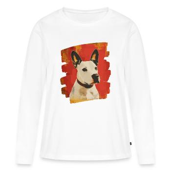 Bull Terrier Chien de combat Race de chien - T-shirt manches longues Premium bio Femme - blanc - Devant - Julia (174cm)