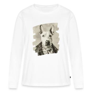 Bull Terrier Chien de combat - T-shirt manches longues Premium bio Femme - blanc - Devant - Julia (174cm)