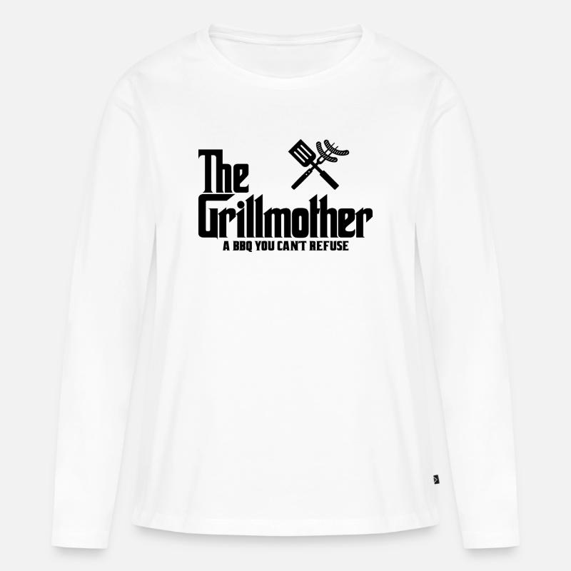 Die Grillmutter - Frauen Premium Bio Langarmshirt - Weiß