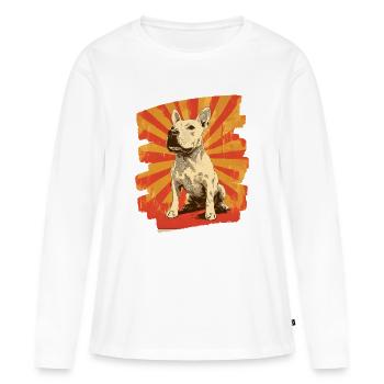 Bull Terrier Chien de combat Race de chien - T-shirt manches longues Premium bio Femme - blanc - Devant - Julia (174cm)
