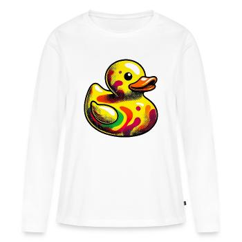 Ente Ente Ente Ente Ente - Frauen Premium Bio Langarmshirt - Weiß - Vorne - Julia (174cm)