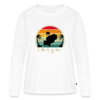 IBIZA - Sundown - Sonnenuntergang - Vintage Sunset - Frauen Premium Bio Langarmshirt - Weiß - Vorne - Julia (174cm)