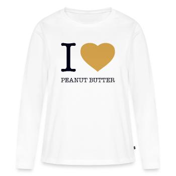 J’ADORE LE BEURRE DE CACAHUÈTE - T-shirt manches longues Premium bio Femme - blanc - Devant - Julia (174cm)