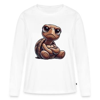mignon dessin animé tortue drôle - T-shirt manches longues Premium bio Femme - blanc - Devant - Julia (174cm)