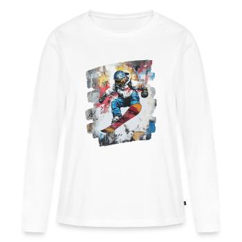 Snowboarder poudreuse - T-shirt manches longues Premium bio Femme - blanc - Devant - Julia (174cm)