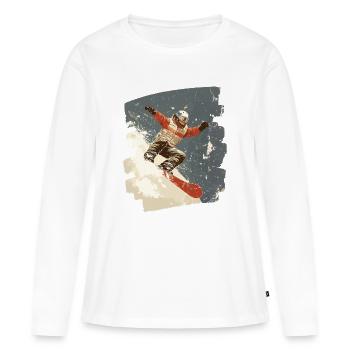 Snowboarder poudreuse - T-shirt manches longues Premium bio Femme - blanc - Devant - Julia (174cm)