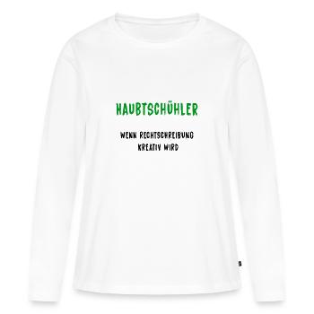 Haubtschühler – Orthographe créative - T-shirt manches longues Premium bio Femme - blanc - Devant - Julia (174cm)