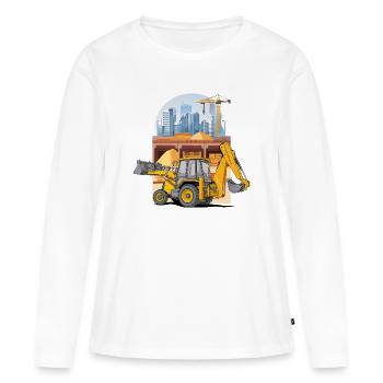 Chargeuse-pelleteuse, chargeuse tracteur sur chantier - T-shirt manches longues Premium bio Femme - blanc - Devant - Julia (174cm)