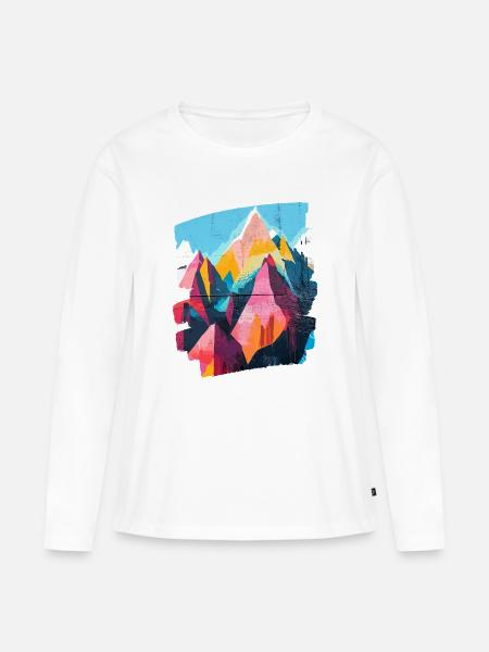 Berge - Frauen Premium Bio Langarmshirt - Weiß
