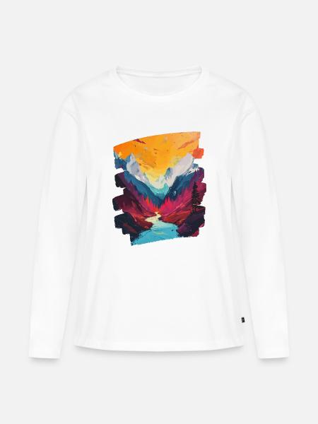 Berge - Frauen Premium Bio Langarmshirt - Weiß
