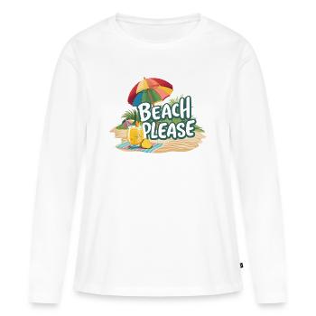 Plage s’il vous plaît - T-shirt manches longues Premium bio Femme - blanc - Devant - Julia (174cm)