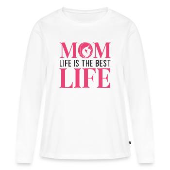Das Leben der Mutter ist das beste Leben - Frauen Premium Bio Langarmshirt - Weiß - Vorne - Julia (174cm)