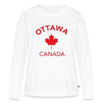 OTTAWA, CANADA - T-shirt manches longues Premium bio Femme - blanc - Devant - Julia (174cm)
