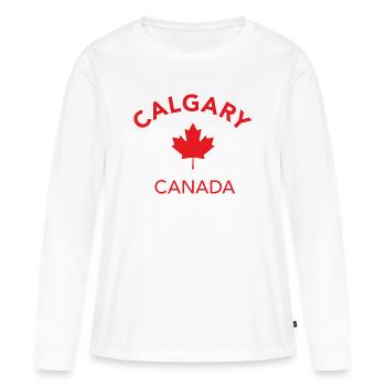 CALGARY, CANADA - T-shirt manches longues Premium bio Femme - blanc - Devant - Julia (174cm)