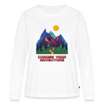 Aventure de jeu rétro - T-shirt manches longues Premium bio Femme - blanc - Devant - Julia (174cm)