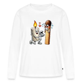 Candle loves match - Women's Premium Organic Long Sleeve Shirt - white - Front - Julia (174cm)