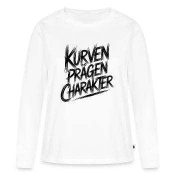 Courbes forme caractère - T-shirt manches longues Premium bio Femme - blanc - Devant - Julia (174cm)