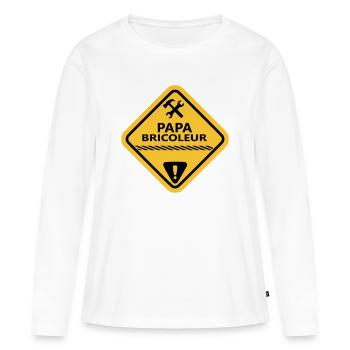 Papa bricoleur - T-shirt manches longues Premium bio Femme - blanc - Devant - Julia (174cm)