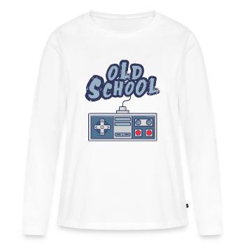 Old school - T-shirt manches longues Premium bio Femme - blanc - Devant - Julia (174cm)